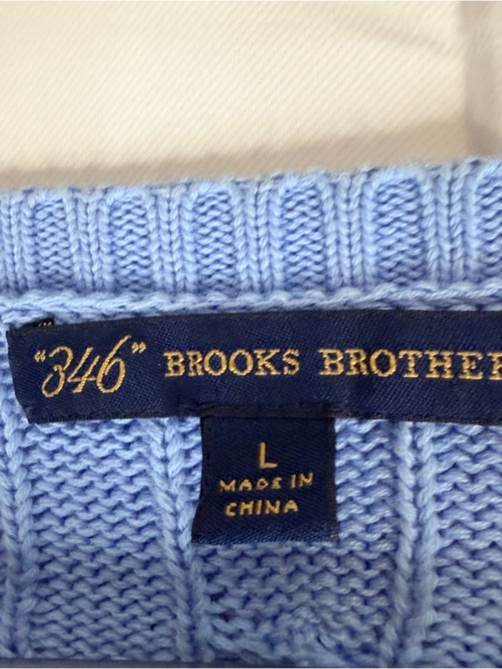 BROOKS BROTHERS Women’s Size L Sweater 346 Crewneck Cable Knit Blue Classic - Picture 7 of 15